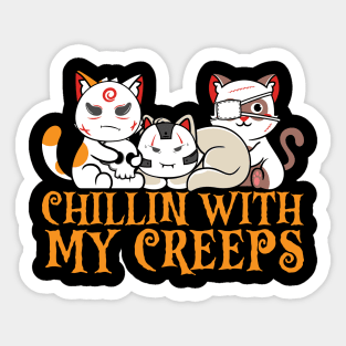 Chillin With My Creeps Cat Horror Sticker